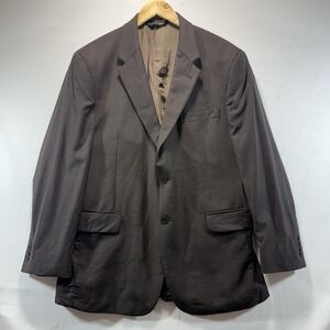 Jos A Bank Blazer Men's 44R Wool Sport Coat Herringbone Preppy Casual Brown